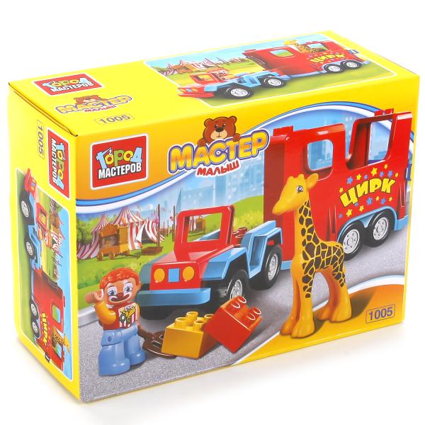 Конструктор - Большие кубики: Машинка с жирафом  